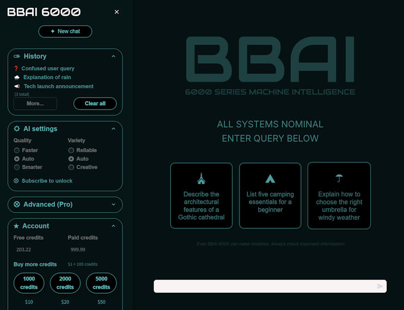 Biz Brand AI's interface
